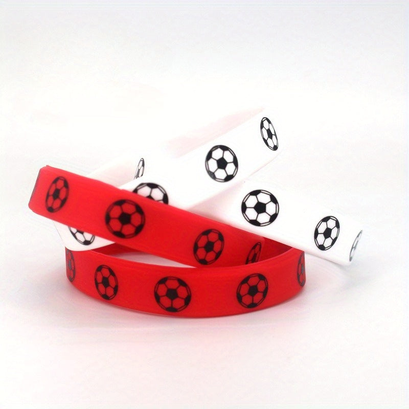 10 Pcs Rubber Wrist Band Football Sports Printed Silicone Bracelet