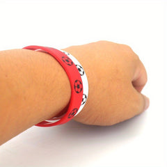 10 Pcs Rubber Wrist Band Football Sports Printed Silicone Bracelet