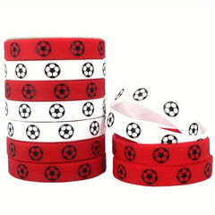 10 Pcs Rubber Wrist Band Football Sports Printed Silicone Bracelet