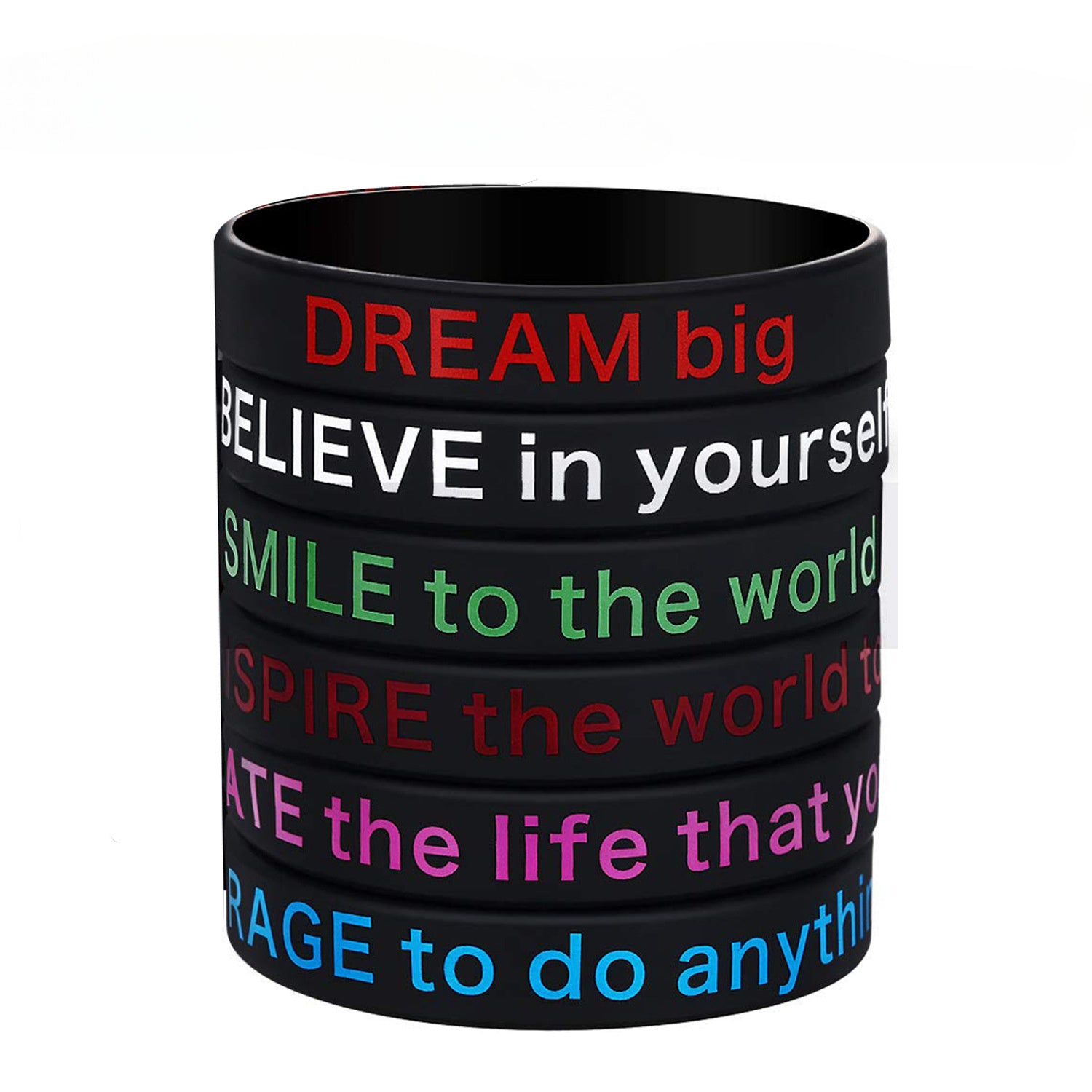 12 Pcs Inspirational Slogan Silicone Bracelet Set 20 32x1 22 Cm