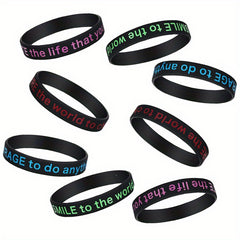12 Pcs Inspirational Slogan Silicone Bracelet Set 20 32x1 22 Cm