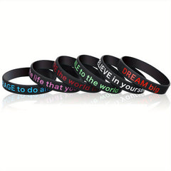 12 Pcs Inspirational Slogan Silicone Bracelet Set 20 32x1 22 Cm