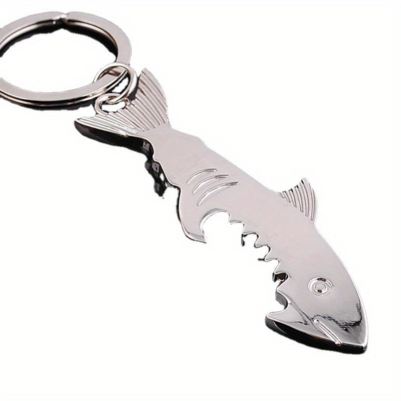Metal Shark Keychain Compass Bottle Opener Outdoor Camping Hiking