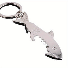 Metal Shark Keychain Compass Bottle Opener Outdoor Camping Hiking