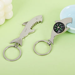 Metal Shark Keychain Compass Bottle Opener Outdoor Camping Hiking