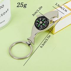 Metal Shark Keychain Compass Bottle Opener Outdoor Camping Hiking