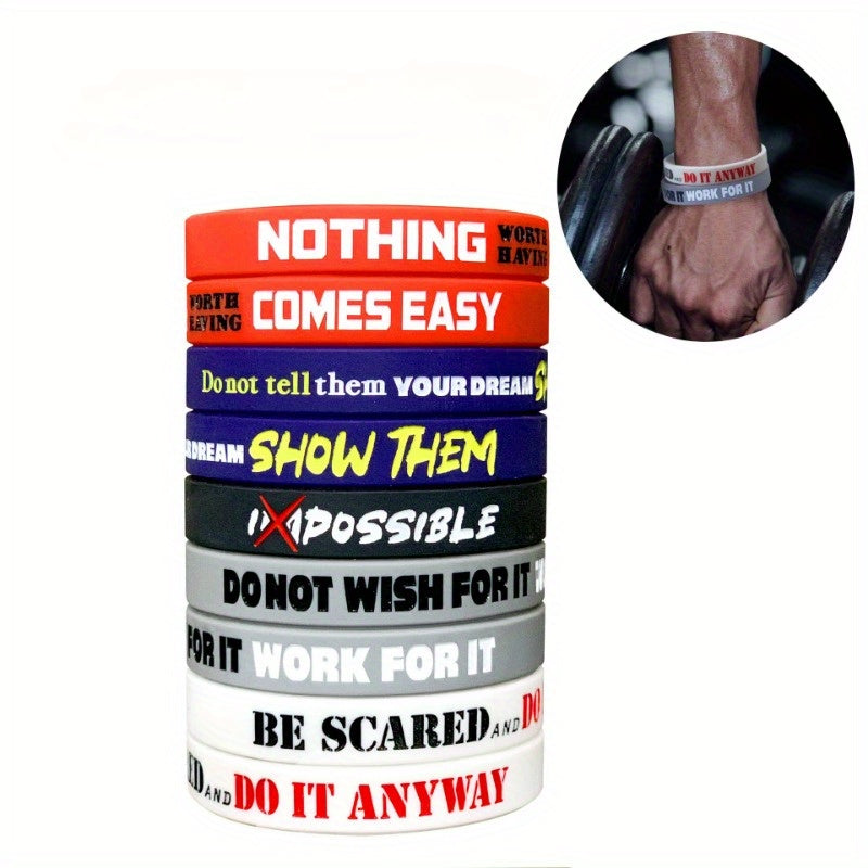 10pcs Inspirational Quotes Silicone Bracelets with Motivational Sayings