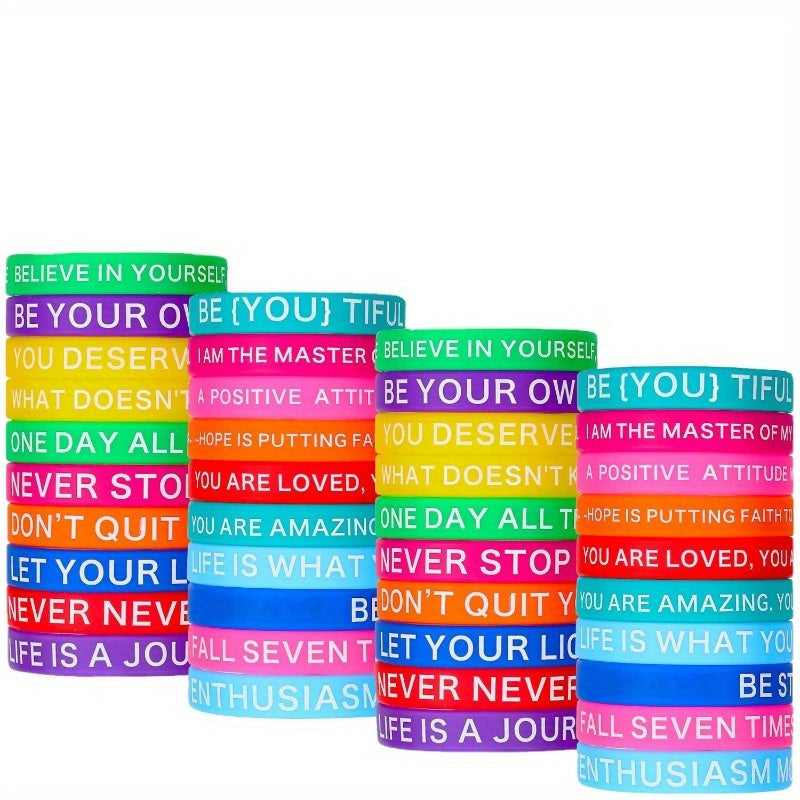 20pcs Inspirational Quotes Silicone Bracelet Encouragement Wristband