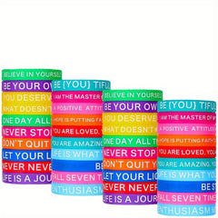 20pcs Inspirational Quotes Silicone Bracelet Encouragement Wristband