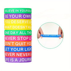 20pcs Inspirational Quotes Silicone Bracelet Encouragement Wristband