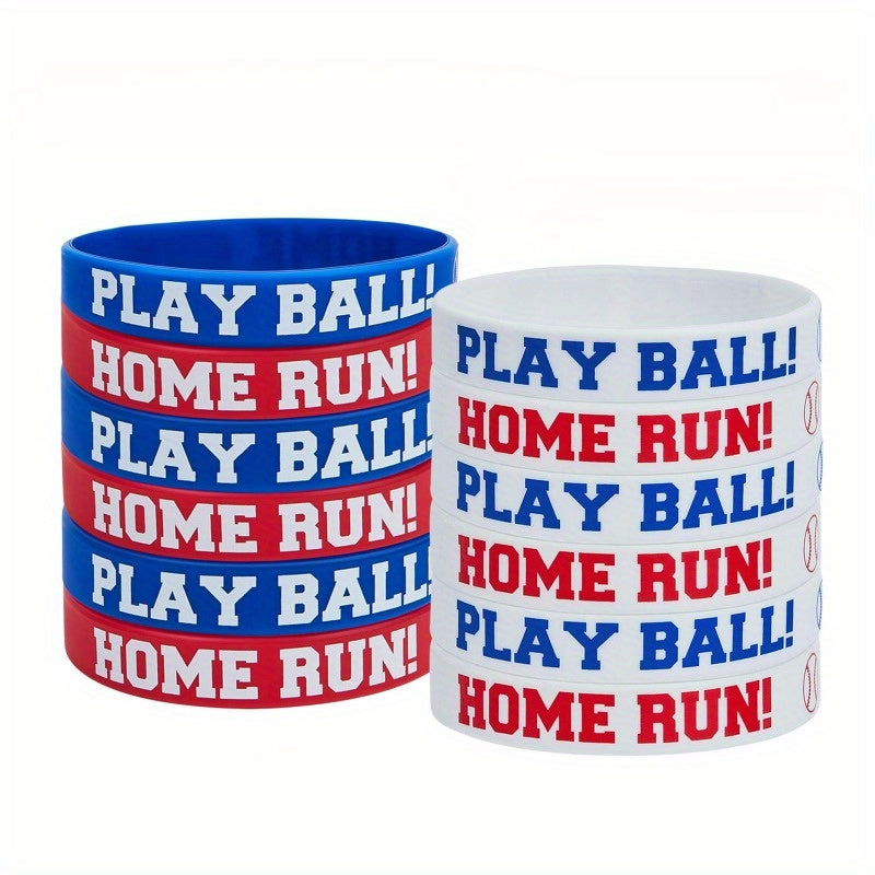Set of 8 Baseball Silicone Wristbands - Sporty Inspirational Rubber Bracelets
