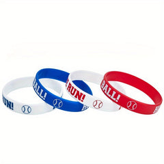 Set of 8 Baseball Silicone Wristbands - Sporty Inspirational Rubber Bracelets