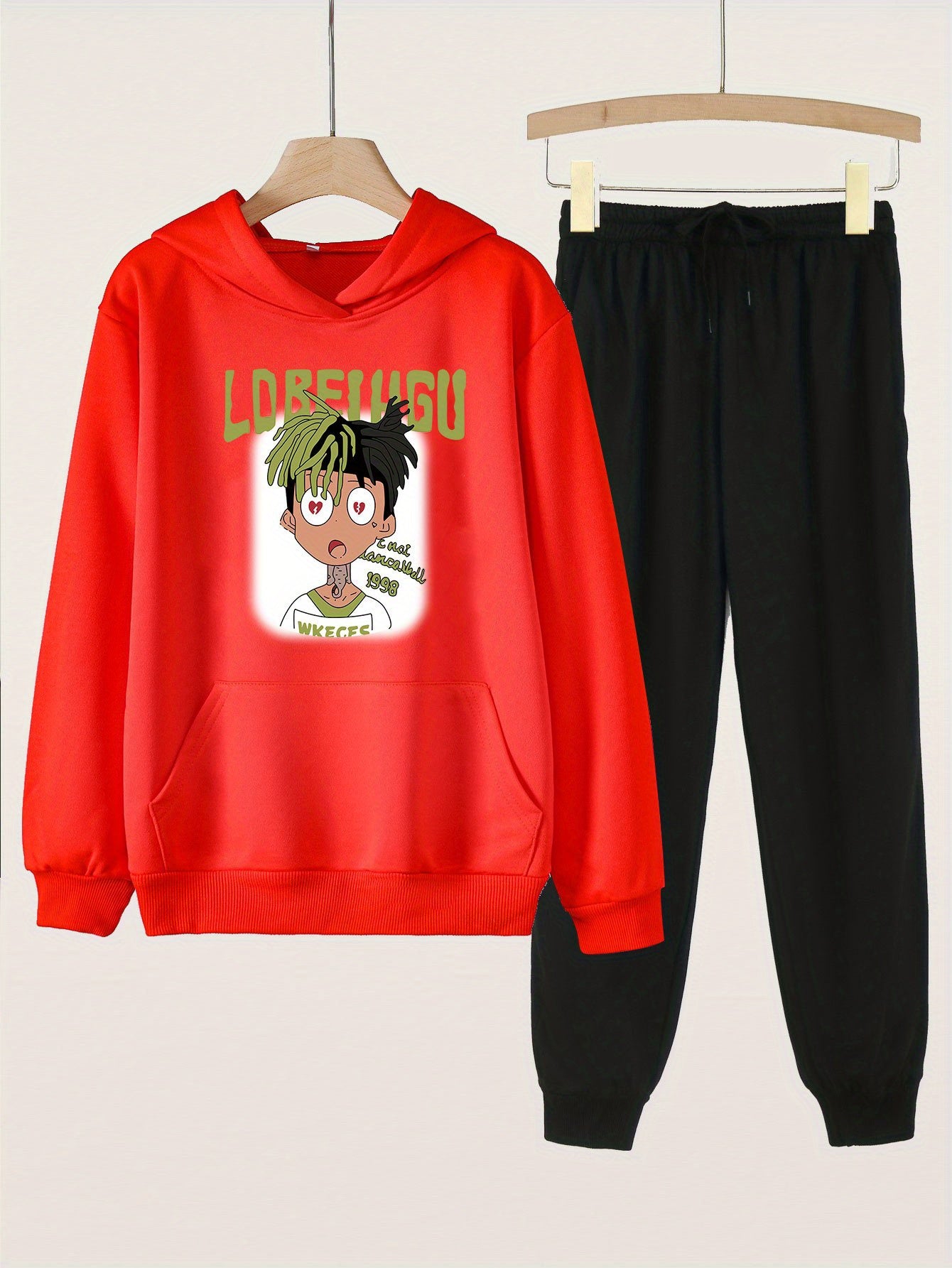 Heartbroken Boy Graphic Hoodies Jogger Pants Set For Girls Spring Fall