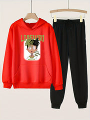 Heartbroken Boy Graphic Hoodies Jogger Pants Set For Girls Spring Fall