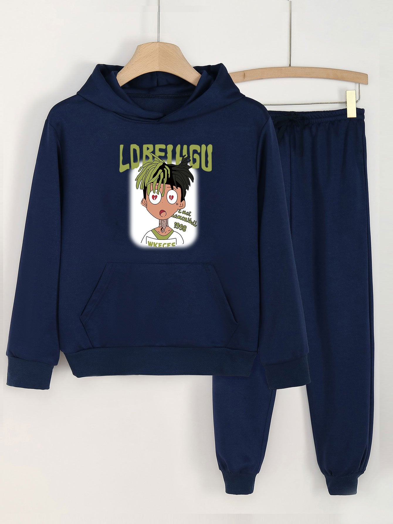 Heartbroken Boy Graphic Hoodies Jogger Pants Set For Girls Spring Fall