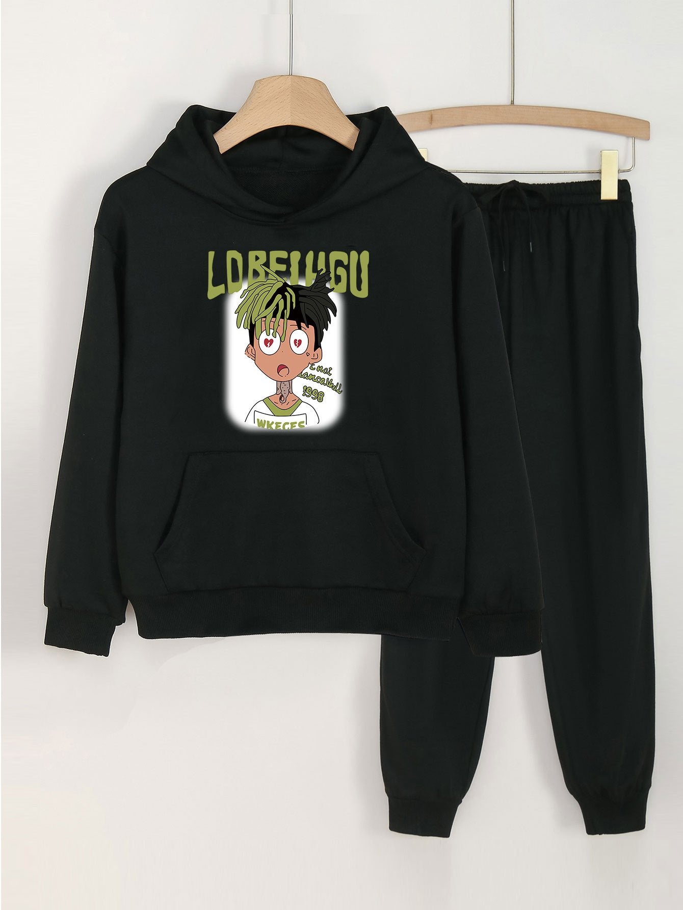 Heartbroken Boy Graphic Hoodies Jogger Pants Set For Girls Spring Fall
