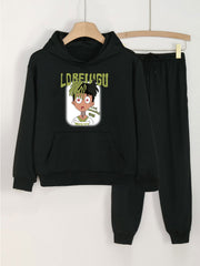 Heartbroken Boy Graphic Hoodies Jogger Pants Set For Girls Spring Fall