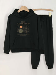 2pcs Camping Trip Hoodie Jogger Pants Set for Girls