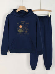 2pcs Camping Trip Hoodie Jogger Pants Set for Girls