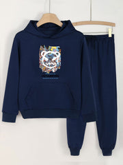 Graffiti Bear Hoodie Set for Girls Spring Fall Sports