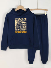 Space Cat Hoodie and Jogger Pants Set for Girls