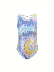 Stretchy Tie Dye Ballet Leotard Girls Dance Suit Romper