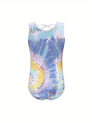 Stretchy Tie Dye Ballet Leotard Girls Dance Suit Romper