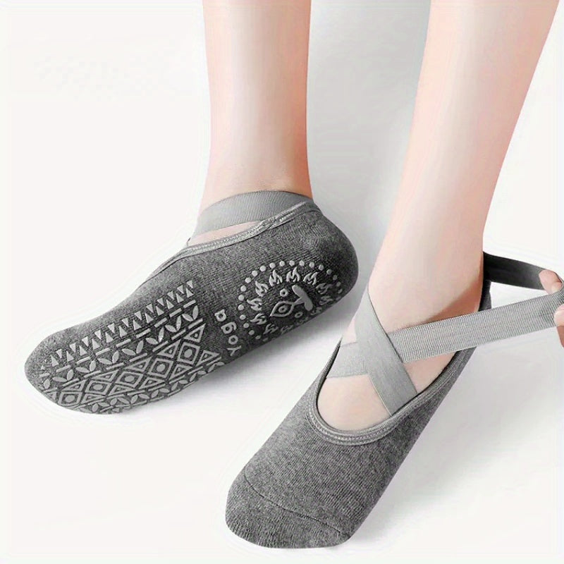 Women's Cross Strap Yoga Socks, Anti-slip Backless Sports Socks