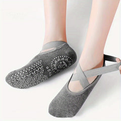 Women's Cross Strap Yoga Socks, Anti-slip Backless Sports Socks