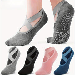 Women's Cross Strap Yoga Socks, Anti-slip Backless Sports Socks