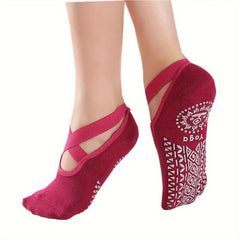 Women's Cross Strap Yoga Socks, Anti-slip Backless Sports Socks