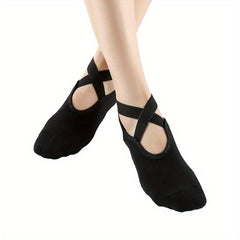 Women's Cross Strap Yoga Socks, Anti-slip Backless Sports Socks