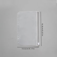 12pcs Transparent Loose leaf 6 hole Notebooks With Side Zipper Bags