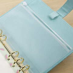 12pcs Transparent Loose leaf 6 hole Notebooks With Side Zipper Bags
