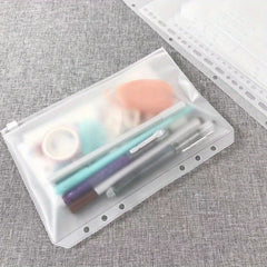 12pcs Transparent Loose leaf 6 hole Notebooks With Side Zipper Bags