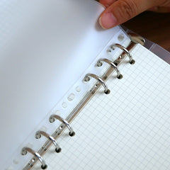 12pcs Transparent Loose leaf 6 hole Notebooks With Side Zipper Bags
