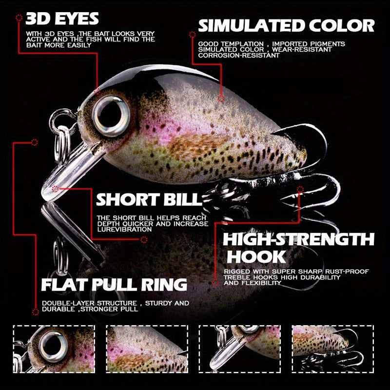 25pcs Mini Crankbaits And Red Worms Combo Set For Water Surface Fishing