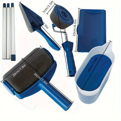 6pcs Paint Roller Kit Anti Splash Retractable Rods Paint Tray & Storage