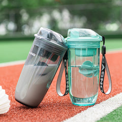 400ml Transparent Leakproof Water Bottle with Strap and Stirring Ball