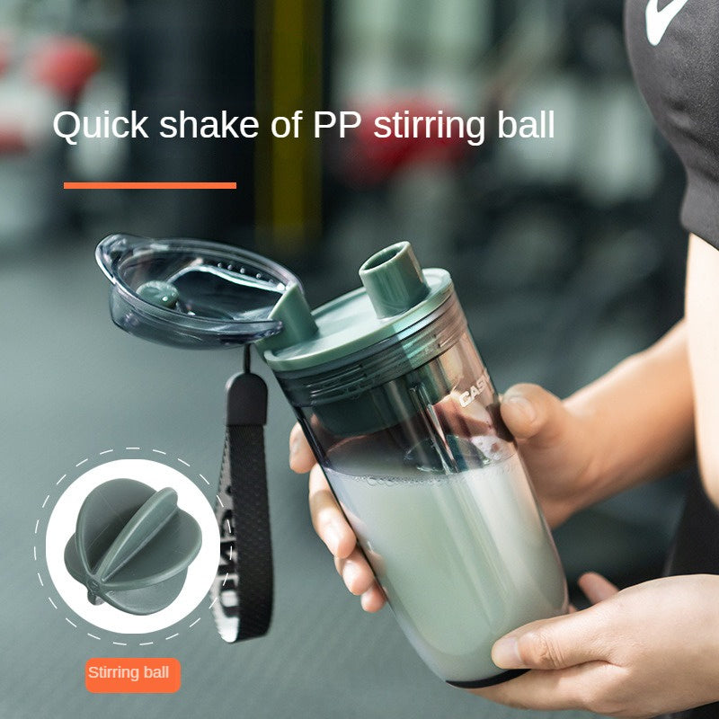 400ml Transparent Leakproof Water Bottle with Strap and Stirring Ball