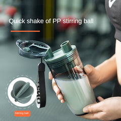 400ml Transparent Leakproof Water Bottle with Strap and Stirring Ball