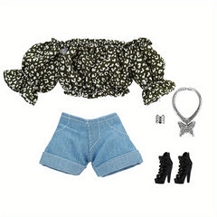 Flower Tube Top Pants Shoes Clothing Set for 11 8inch Doll Accessories