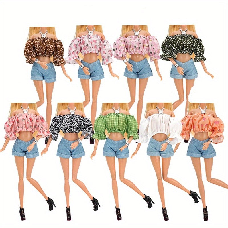 Flower Tube Top Pants Shoes Clothing Set for 11 8inch Doll Accessories