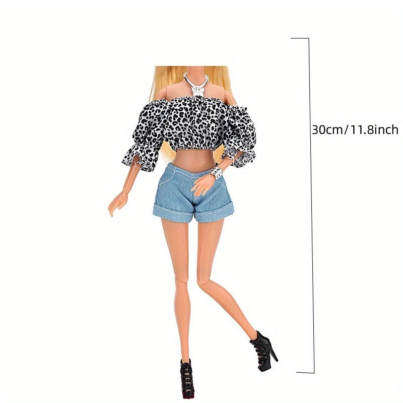 Flower Tube Top Pants Shoes Clothing Set for 11 8inch Doll Accessories