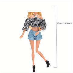 Flower Tube Top Pants Shoes Clothing Set for 11 8inch Doll Accessories