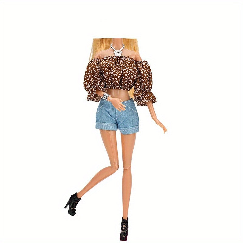 Flower Tube Top Pants Shoes Clothing Set for 11 8inch Doll Accessories