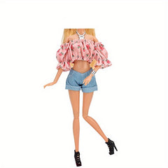 Flower Tube Top Pants Shoes Clothing Set for 11 8inch Doll Accessories