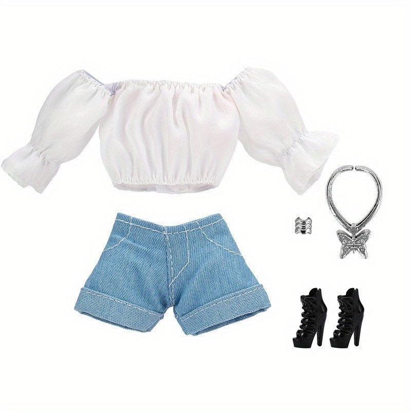 Flower Tube Top Pants Shoes Clothing Set for 11 8inch Doll Accessories
