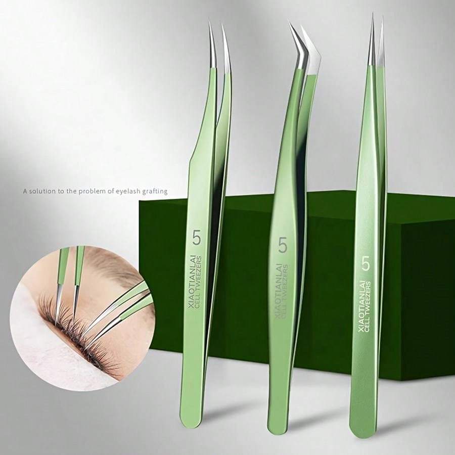 Eyelash Tweezers Set False Eyelashes Clip Set 3pcs