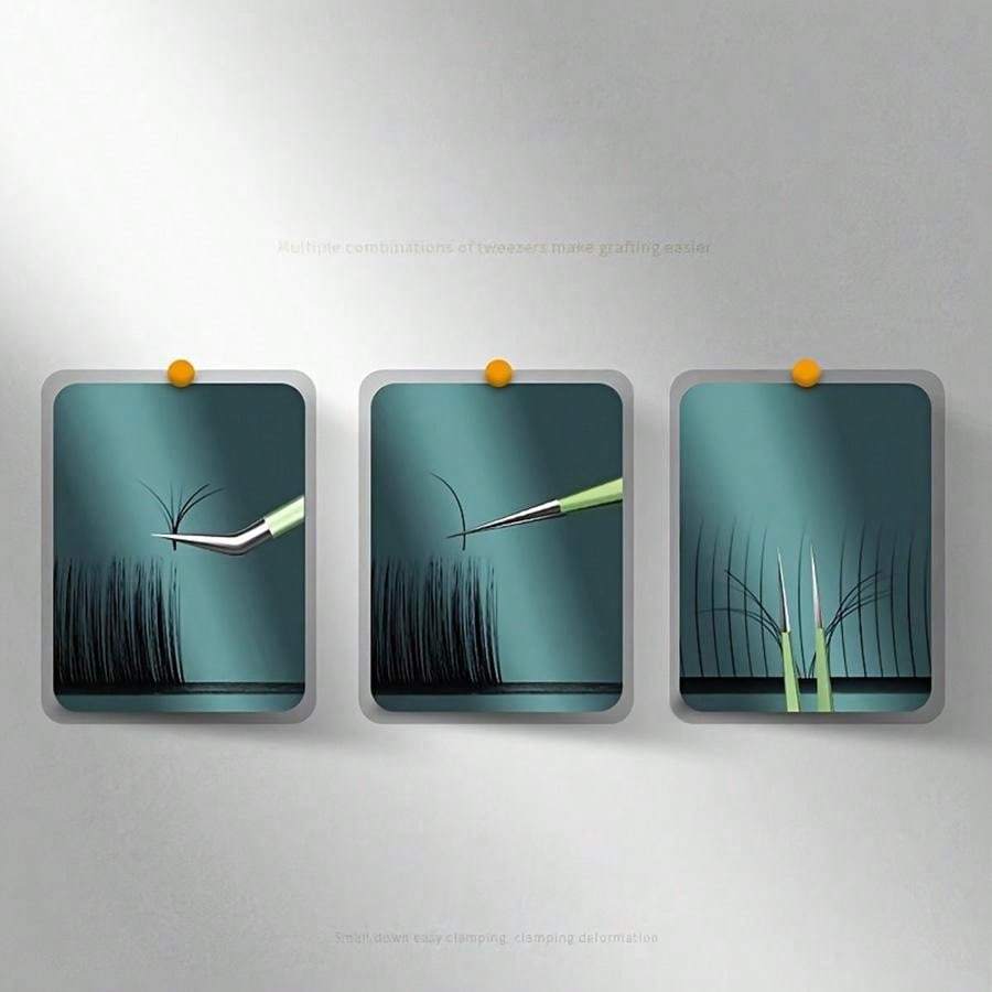 Eyelash Tweezers Set False Eyelashes Clip Set 3pcs